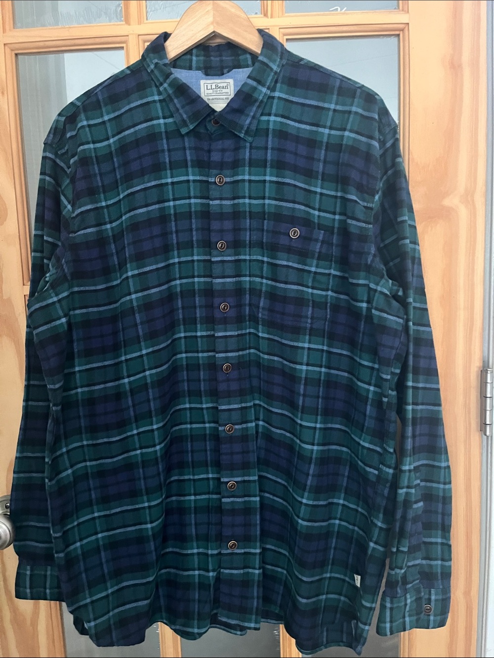 L.L. Bean Men's Scotch Plaid Flannel Shirt, Traditional Fit Sz large tall